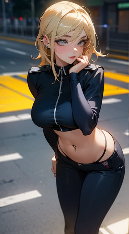 top-quality、Top image quality、masterpiece、girl with((18year old、Best Bust、big bast,Beautiful blue eyes、Breasts wide open, Blonde ponytail、A slender,Large valleys、Black jersey、Sleeveless、Hachimaki、Fullbody paint、))hiquality、Beautiful Art、Background with((Concrete walls、Yellow paint、red paint、Blue paint、animal doodle,Paint Tools)))、,masutepiece、visualart、depth of fields、