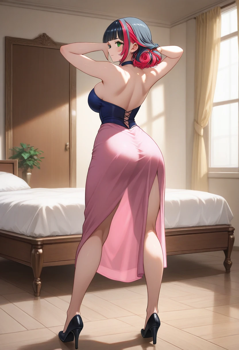 (masterpiece, best quality, high quality:1.4), Professional artwork, Intricate details, Field of view, Sharp focus, Detailed, Realistic lighting, Hot topics on pixiv, (vivid lights, Vibrant colors:1.05), Realistic shadows, ambient occlusion,
Marie Mamiya, Mature female, milf, Solitary, (Curvy beauty:1.1), VIP room, (Half-length photo:1.1),
(Red hair:1.05), Hair accessories, Lipstick, cosmetic, (Moles under the eyes:0.9), Necklace, Ultra-fine hair, Super detailed face, (Glowing eyes:1.05), Perfect eyes, Perfect face, perfect retina, earrings, (Attractive appearance, blush:1.15),
(Main dress:1.4), Necklace, Bare shoulders, necklace, nail,
(Large Breasts:1.15), cleveage,(Huge breasts、Cleavage, cleveage、Big Ass、Thick thighs)), Perfect body、