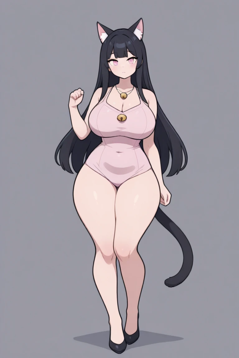 A beautiful woman with big breasts and beautiful legs and a ponytail is standing in a high-cut leotard.。
