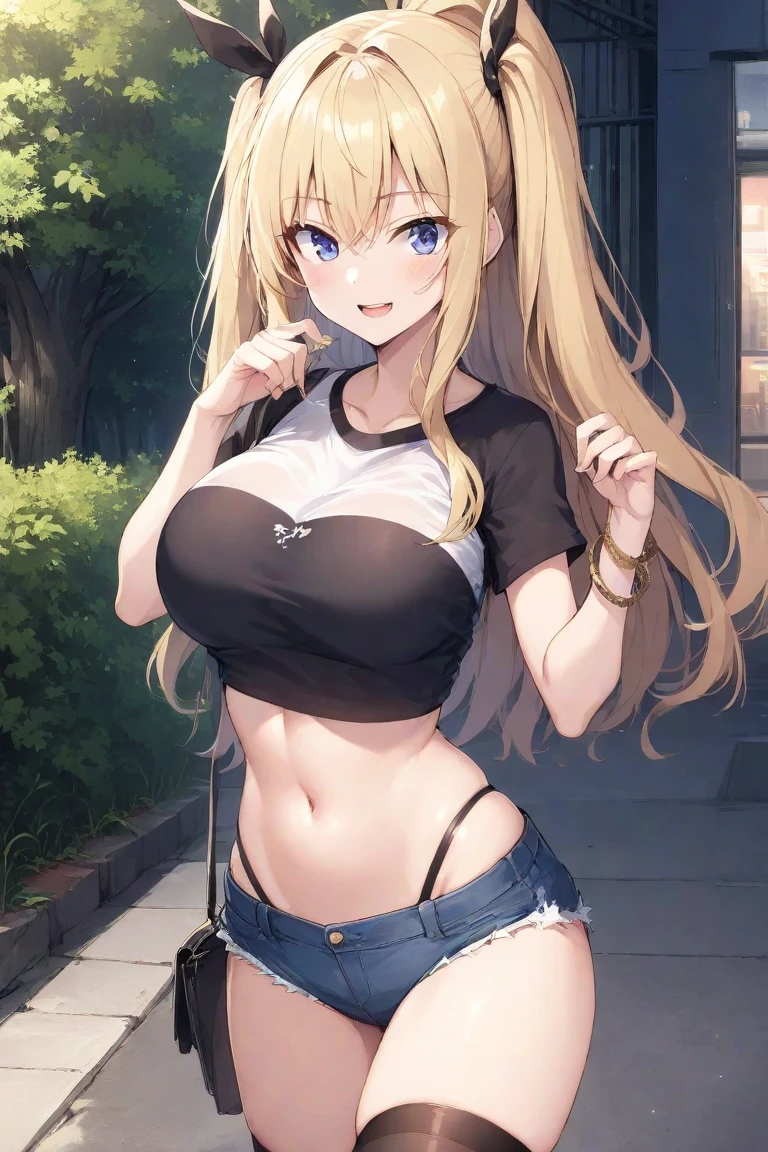 ボロボロのcamisole,Torn clothes(camisole),(Underboob),Damage shorts,Tattered shorts,Open button
