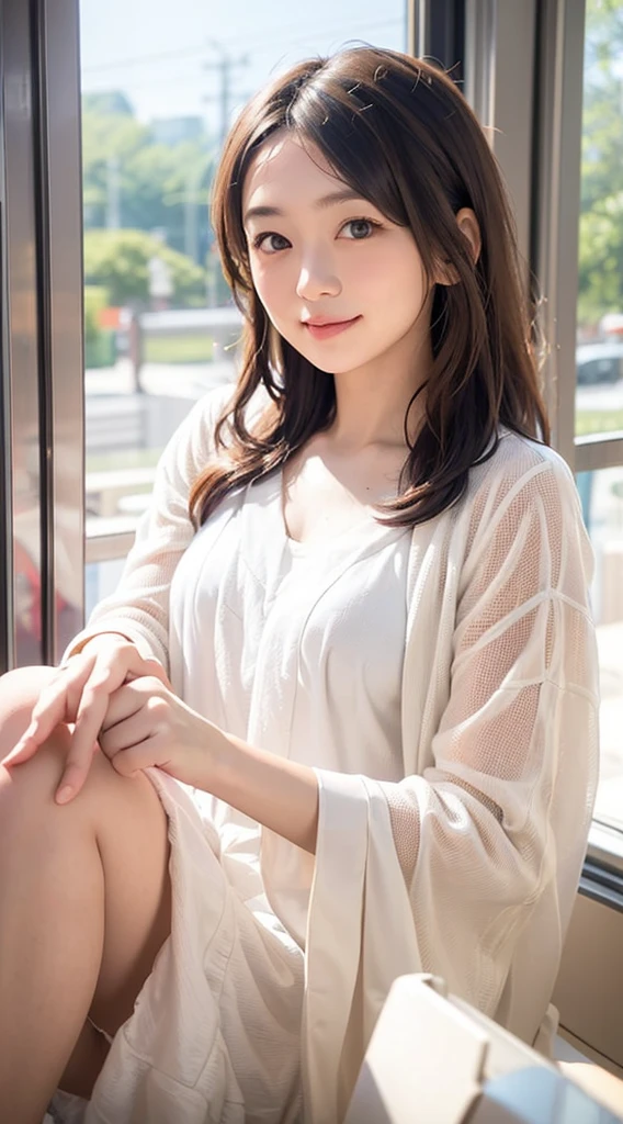 8K,Best Quality:1.4, 超A high resolution:1.5, (Photorealistic:1.4),​masterpiece:1.2,(top-quality:1.4)、 Raw photo、 (From the knee up:1.8), (the background is blurred), a park,FULL BODYSHOT:1.5、 1日本人の女の子, Cute, (Solo), (Shy smile), Smooth skin、ＴThe shirt、Check miniskirt:1.3、 (Brown medium hair,Bangs), (touch hair:1.4)、nogizaka、cute little、(25-years old:1.2)、beauty legs、Supple fingertips、Realistic fingers、Beautiful black eyes、natural skin textures:1.3, realistic eyes and face details:1.7、middlebreasts、Toned buttocks:1.2、gazing at viewer,thighs thighs thighs thighs、Gravure Pose