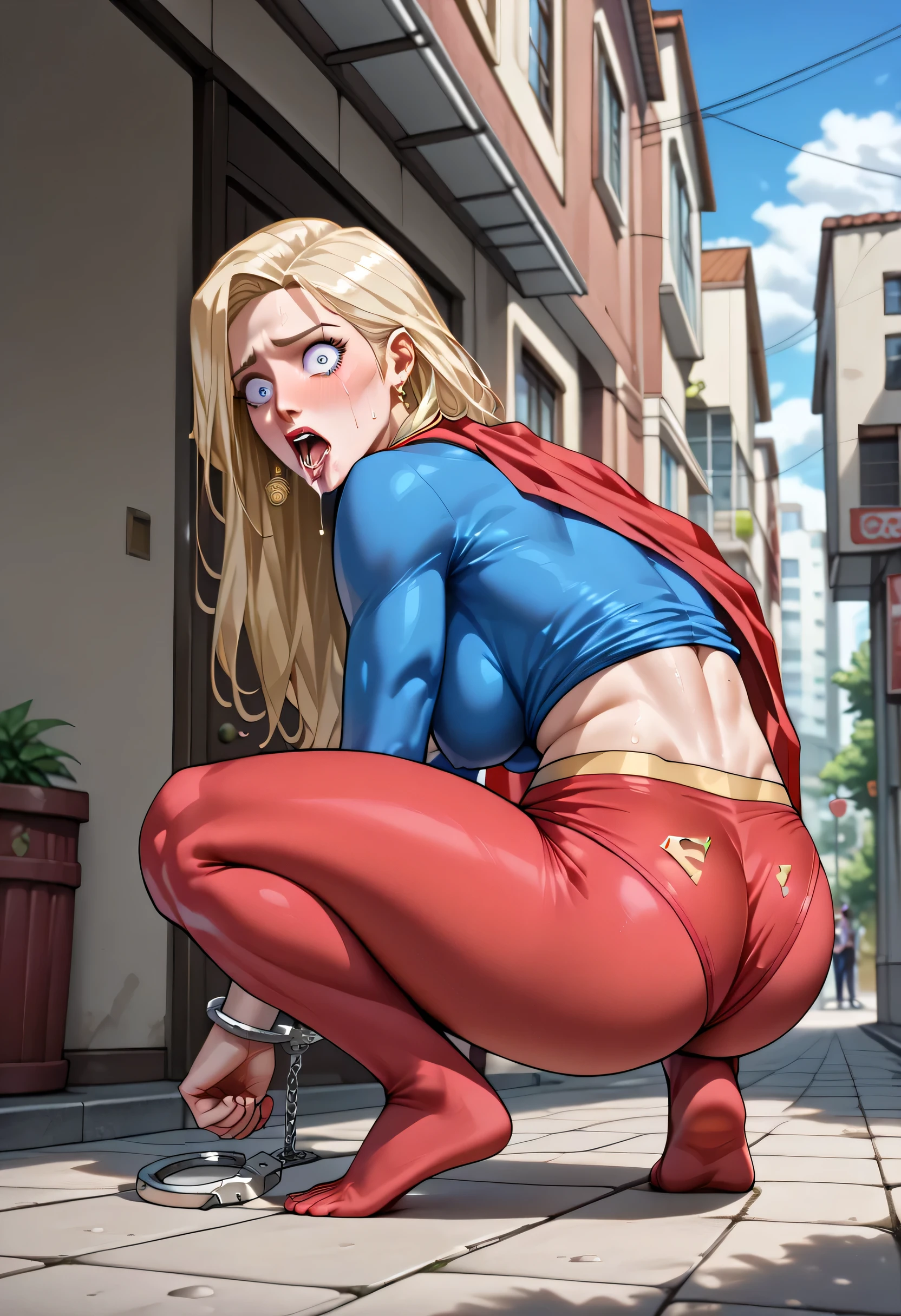 (( Supergirl is without a skirt)) (( Supergirl esta sem capa)) (( Supergirl usando salto alto stiletto)) (((slavery))) (((BDSM))) ((Her supergirl blouse is torn, seu traje de supergirl esta rasgado, Her Supergirl clothes are torn, his pantyhose are shredded and torn)) . ((SUPERHEROINE SUPERGIRL RUNNING IN THE STREET)), (Supergirl is screaming). (Supergirl is crying a lot). ((Supergil is screaming in terror, Supergirl is terrified, Supergirl is crying a lot. ela tem cabelos loiros desarumados, ela tem cabelos compridos. Supergirl wore a suspension belt and Fishnet Footless pantyhose and maid lace line.(Your body is all scratched.) Supergirl is tied up, de baixo, ((pernas abertas)), Captivity Bright erotic face, couro, (((escrava))) Supergirl amarrada com corda verde, corda verde cavando em seu corpo, acrobatic pose, perna alta, Containment, foco nítido, Mulheres Bonitas com Figura Perfeita, pernas finas, abdominais esguios, (((corte de camada, Grande, rosto muito detalhado e textura da pele, olhos detalhados, ((slavery)), Supergirl is in the dungeon of a castle. (( Supergirl's wrists are tied with handcuffs and chains. Supergirl's ankles are tied with handcuffs and chains)) ((Supergirl is wearing an old swimsuit, rasgado e desfiado))