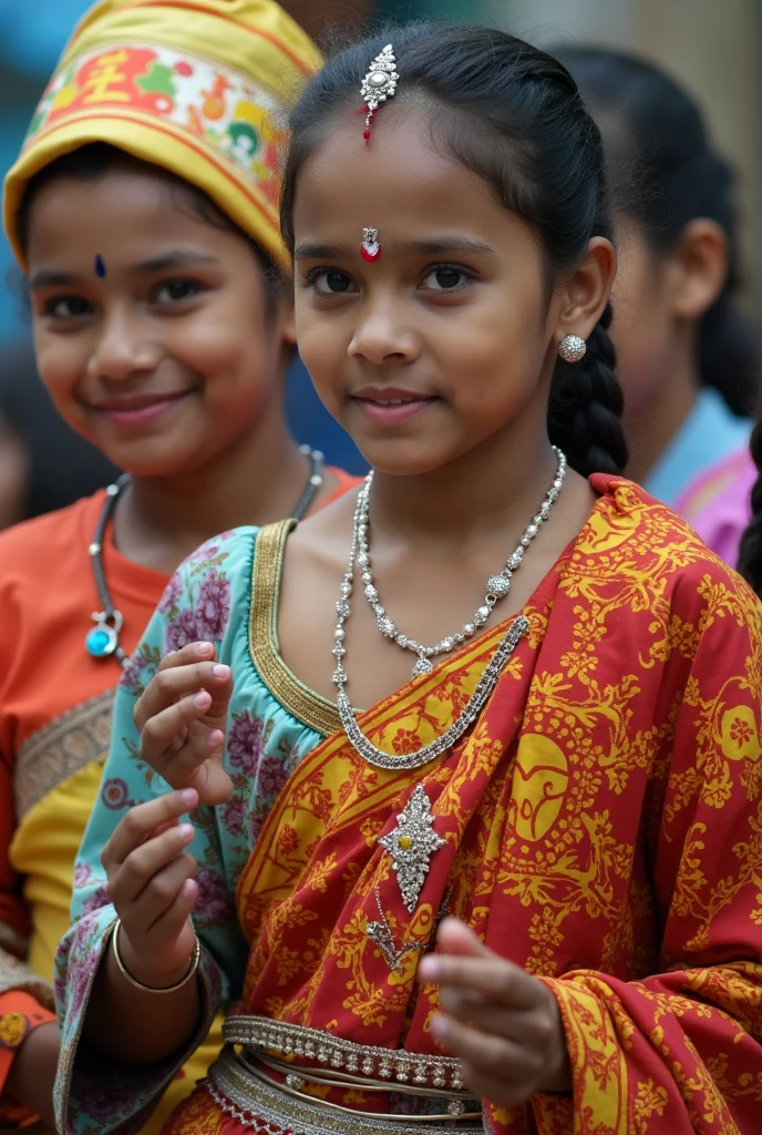 Two Chinese and two Indian laborers do traditional Indian crafts together