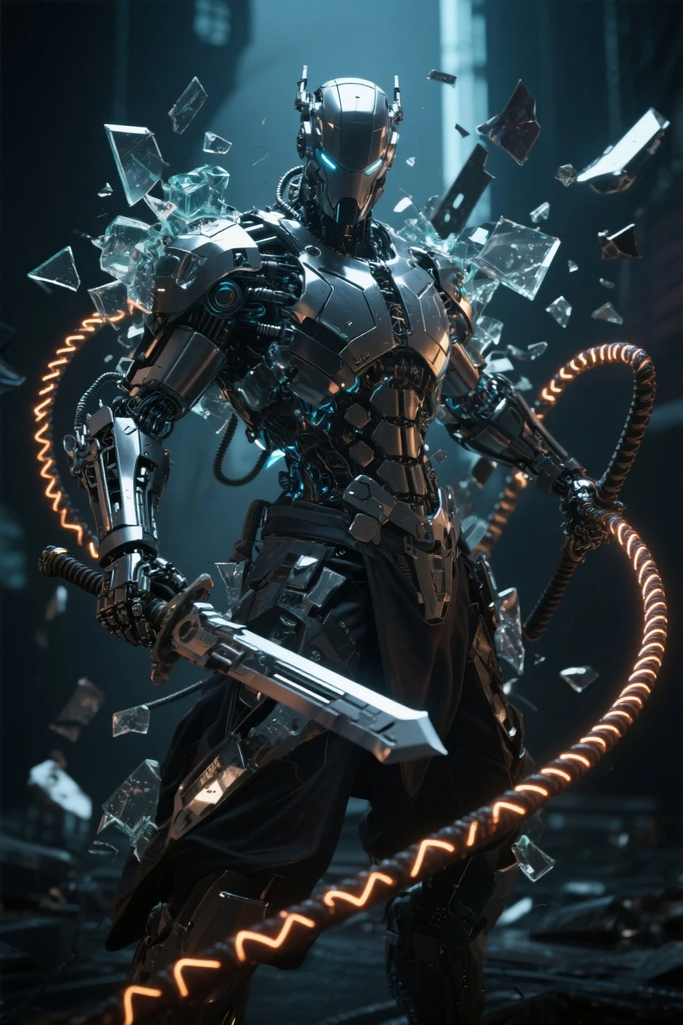 masterpiece,best quality,(samurai:1.2),(skeleton:1.2),glasstech,cyberlight,transparent