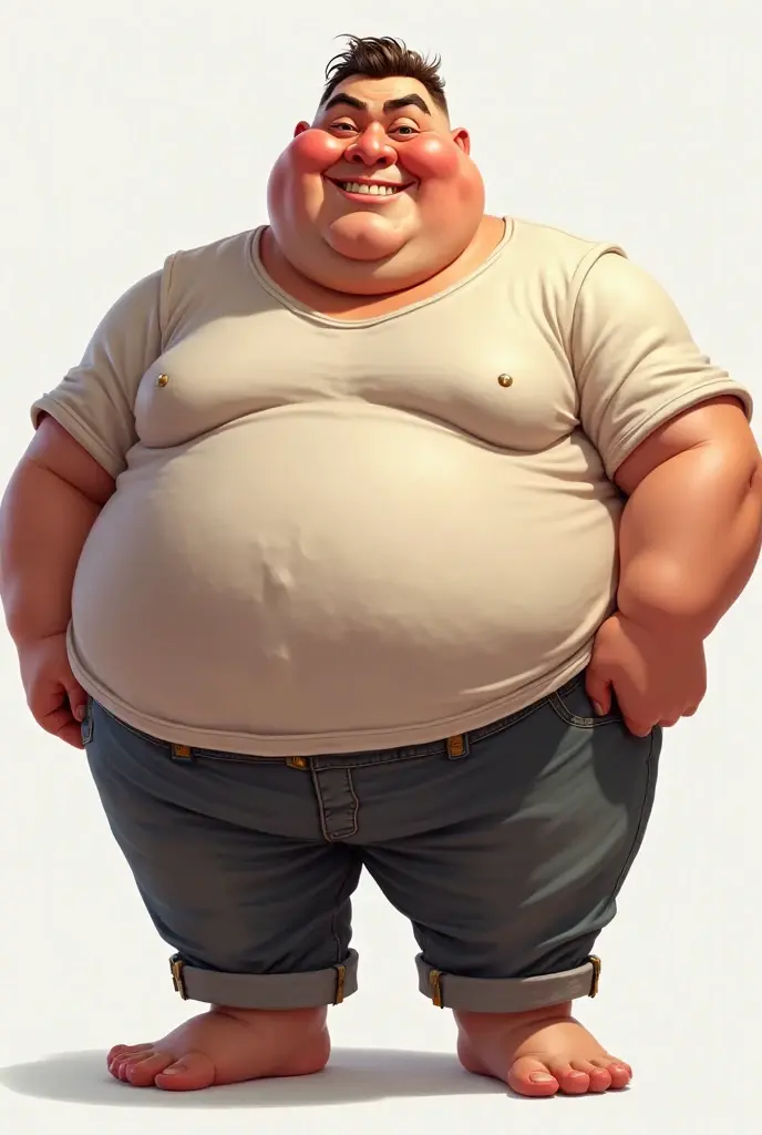 shirtless fat man wearing a diaper, baby room background
