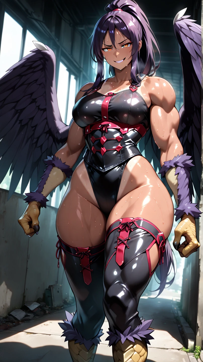 1 muscular woman in a gym, view from floor, training, extremely detailed face, beautiful detailed eyes, beautiful detailed lips, longeyelashes, angelic woman, ((((angel halo over her head)))), (best quality,4k,8k,highres,masterpiece:1.2),ultra-detailed,(realistic,photorealistic,photo-realistic:1.37),HDR,UHD,studio lighting,ultra-fine painting,sharp focus,physically-based rendering,extreme detail description,professional,vivid colors,bokeh,fantasy,concept art