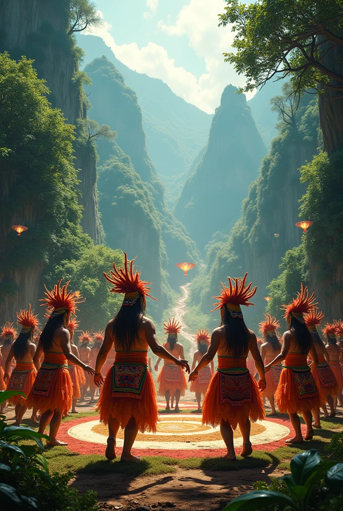 Indigenous people leaving an industrialized city