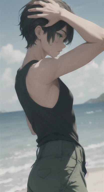 (Various positions)、16-year-old boy、(1boy)、A close-up view of a bird looking up from below the ground.、Focus on the buttocks facing back.、As a matter of fact, cute 18 year old boy,Target adhesion，Wear a gray T-shirt.、Wear tight shorts.、Sea bread，beach，Real face，Page zoom，Slight swelling,(big ass),thin boy,semen sludgy, perfect body boy,milk sludgy