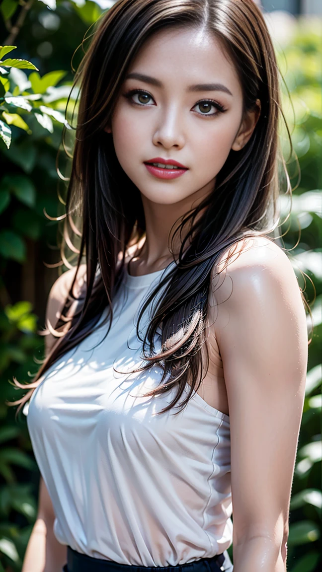 ((Large Breasts:1.2)),(masterpiece:1.2), Very detailedな, Ultra-high resolution, (Realistic, photo Realistic:1.37), High resolution raw color photos, Professional photos, Very delicate and beautiful, Very detailed, In detail, Large file size, Very detailed beautiful girl, Very detailed face, Very detailed eyes, Very detailed skin, Very detailed nose, Very detailed mouth, Perfect Anatomy, Very detailed背景, Glowing Skin, (Famous Japanese actresses:1.2), (Improve:1.25), ponytail, Large Breasts, (Brown person々, Dark Skin, blonde:1.55), Dynamic Lighting, (Dynamic pose), White Dress, (See through:1.5), (Wet cloth:1.2), Calm sea, Crystal clear water, Calm waves, (whole body:1.3),