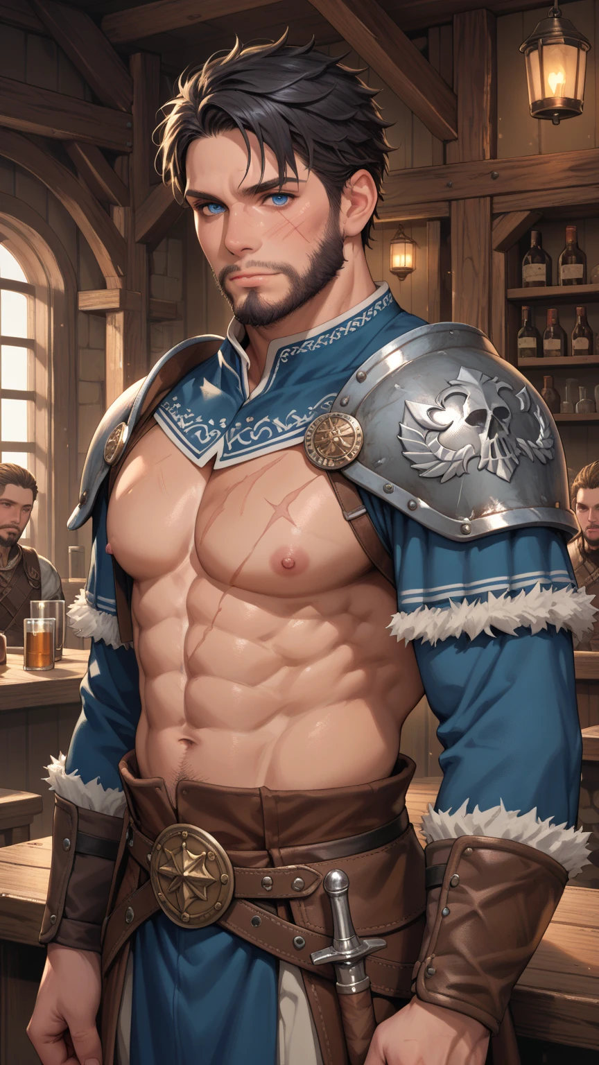 best quality, masterpiece, final fantasy 7, cosplay, barret wallace nude, cumshot, cum, sexy, gay, homoerotic, best view, perfect fingers, no watermark, no logo, no signature