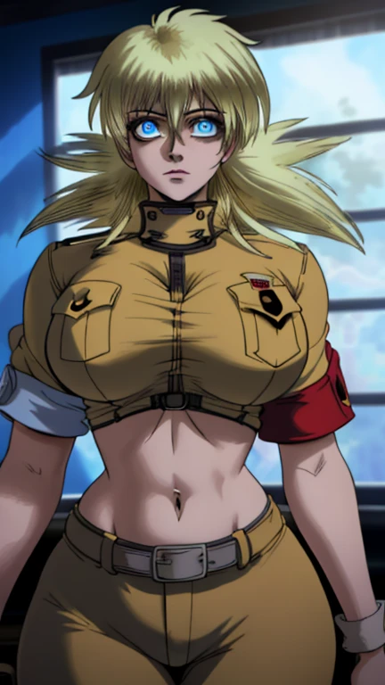 tomboy, warrior, berserker, tall female, muscular female, living hair, sauvage,, medieval clothing, fantasy, fantasy weapon, huge breasts, barbarian pants, , combat boots, armor, red hair, crazy smile, open mouth, biceps, necktie, thick arms,pullover, solo focus, long hair, , crazy smile, long hair, sword holding, pants, noble cloths, noble clothing, french cloths