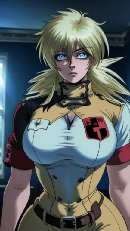 (masterpiece, highest quality, best quality, official art, beautiful and aesthetic: 1.2), (1girl), extremely detailed, (fractal art: 1.3), colorful, highest detailed, perfect face, upper body, HDR, ), vivid visual effects, (dynamic stripes, luminous traces: 1.2), long blonde hair, hellsing, integra, breast focus, breasts, large breasts, bare breasts, naked, nude, boob window, sexy, wide hips, thicc figure, Detailed blue eyes, Detailed face, Detailed eyes, bodysuit, one piece bodysuit, one piece suit