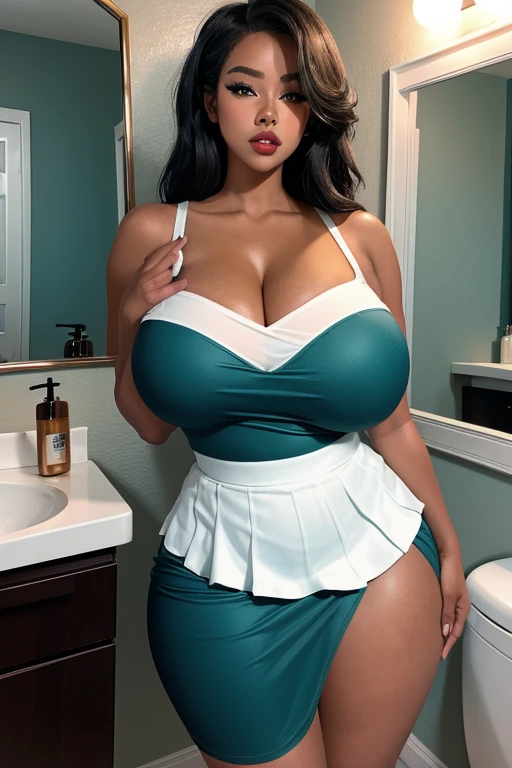 1womanl, 35 year old, black, Brazilian, blue colored eyes, face photo, ssmile, ((corpo sexly)), (((big boobies))), wearing a green dress with a low neckline, photo from afar, full body photo, photoshoot, professional photos, looking at the viewer, sensual poses, seductiv, sexly, ultra 真实感, rendering in physics, bokeh, best qualityer, 8k, 真实感, 