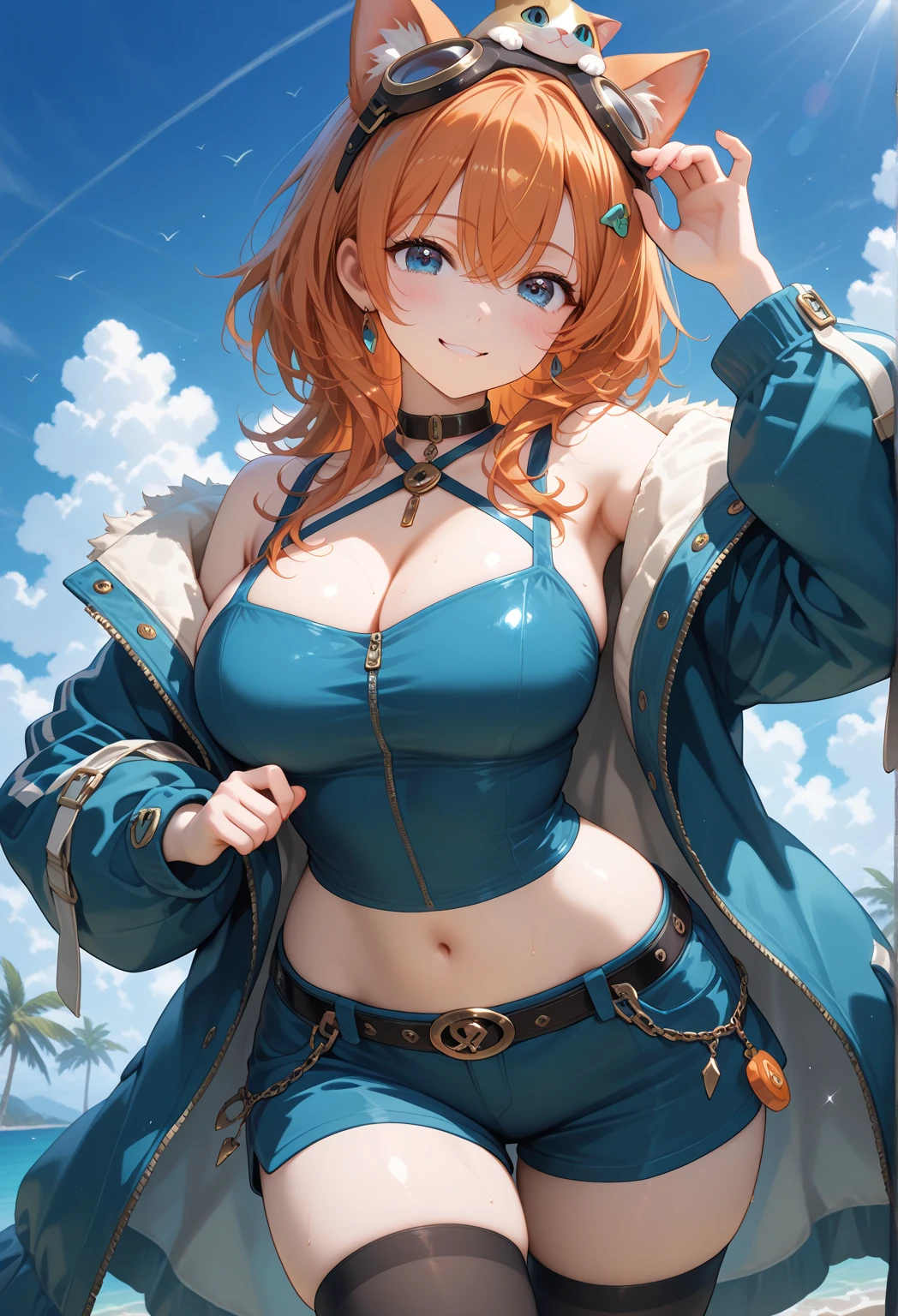 {(masterpiece,best quality, 8K UHD, extremely detailed CG, detailed beautiful face and eyes and skin and hair)}, {(ultra realistic photo graphic style:1.4)}, {(1girl florating in the sky at an altitude of 10000m:1.6), (out of focus background:1.4)}, {(luminous_witches:1.4), (short buruma:1.4),(military shoes:1.1)}, {(inner_thighs showing pose:1.4), (stretch legs:1.2), (crotch gaze:1), (feet up:1.4)}, {1girl, medium breasts, medium hair, Ponytail hair with braids, forehead, dog tail:1.4,navel:1.2}, {(cheerful:1.4), (candid shot)}, {(hair stands on end in the wind)}, {(VENICE city:1.2)}