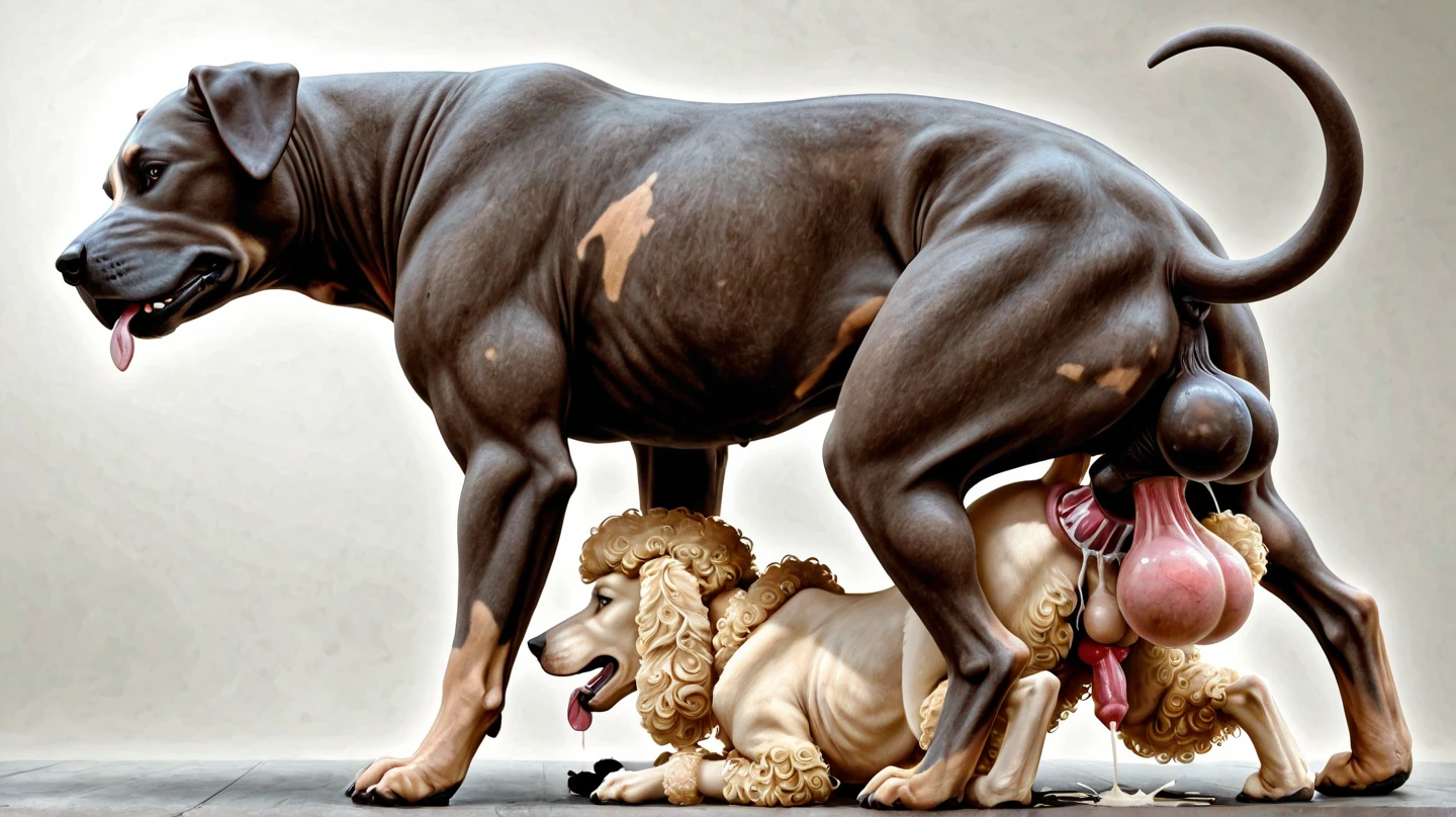 An unusually gargantuan anthropoid growing into immense body height in a small shower enclosure with small space around him, its hunched body filling the thight and small space around, its immense size allows him to push the ceiling floor, its huge and round belly is dominant; size difference, male,canine, anthropoid, dog, pitbull:1.4, (dark and thick grey and wet fur:1.8, thick furred body, fluffy fur, thick fur, wet fur, naked),( cut ears:1.0), big fluffy furred balls, chubby:1.2, round belly, huge belly, bloated belly, overweight belly, inflated belly, belly inflation fetish, belly weight gain fetish, big body, wide and bulky body, immense and bulky body, thick neck and chest, (middle-age), (musclegut:1.4, thick body:1.2), (immense height, immense body height:1.8), (yellow eyes:1.2),detailed black eyes, looking at viewer, tail, kiss, kissing, (full body:1.2), growing:1.6, immense grow, overgrown body size, (by darkgem),(by OnePotatoATime),(by adios:1.2),(by taran fiddler), side view, side angle, 4k,masterpiece,full hd, BREAK