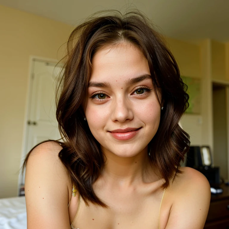Latino and Swedish Woman, sexy girl with blue eyes, ultra realist, Meticulously detailed, smile, Portrait Sophie Mudd, ((selfie)), close-up, brown hair and big eyes, selfie of a young woman, park, wearing red dress, with makeup, natural makeup, looking straight at camera , Face with Artgram, Subtle makeup, Great photo of the whole body, in the park, Medium to large bust, with blue eyes