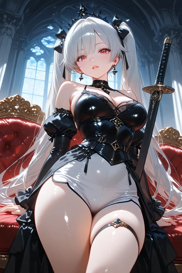 {{Optimal quality}}, art cg, {{ultra - detailed}}, {{illustration}}, astounding, finedetail, extremaly detailed cg, Beautiful detail glow, art book, Original, cinmatic lighting, perfectly shaded, realistic lighting shaded, (2 Middle Eastern skin color), statues,(Black skin:1.2),red - eyed,(White color hair), Kneel down, Slender, shinny hair, (glistning skin), chain, collars, Bind your hands, handcuff, Tags on the body, Medieval Street,(Magazines:1.3), (Cover style:1.3), Fashionab, woman, with dynamism, garments, posing on a, frontage, rich colourful, dyna, Background with, element in, self-assured, Expressing the, hold, statement, Accessories, A majestic, coil, Runt, Touching pubic area, Scenes, text, Cover of a, Bold, attention-grabbing, titles, Fashionab, typeface, Catchy, titles, Bigger, attention-grabbing, modern day, Fashionab, focal, Fashionab,
