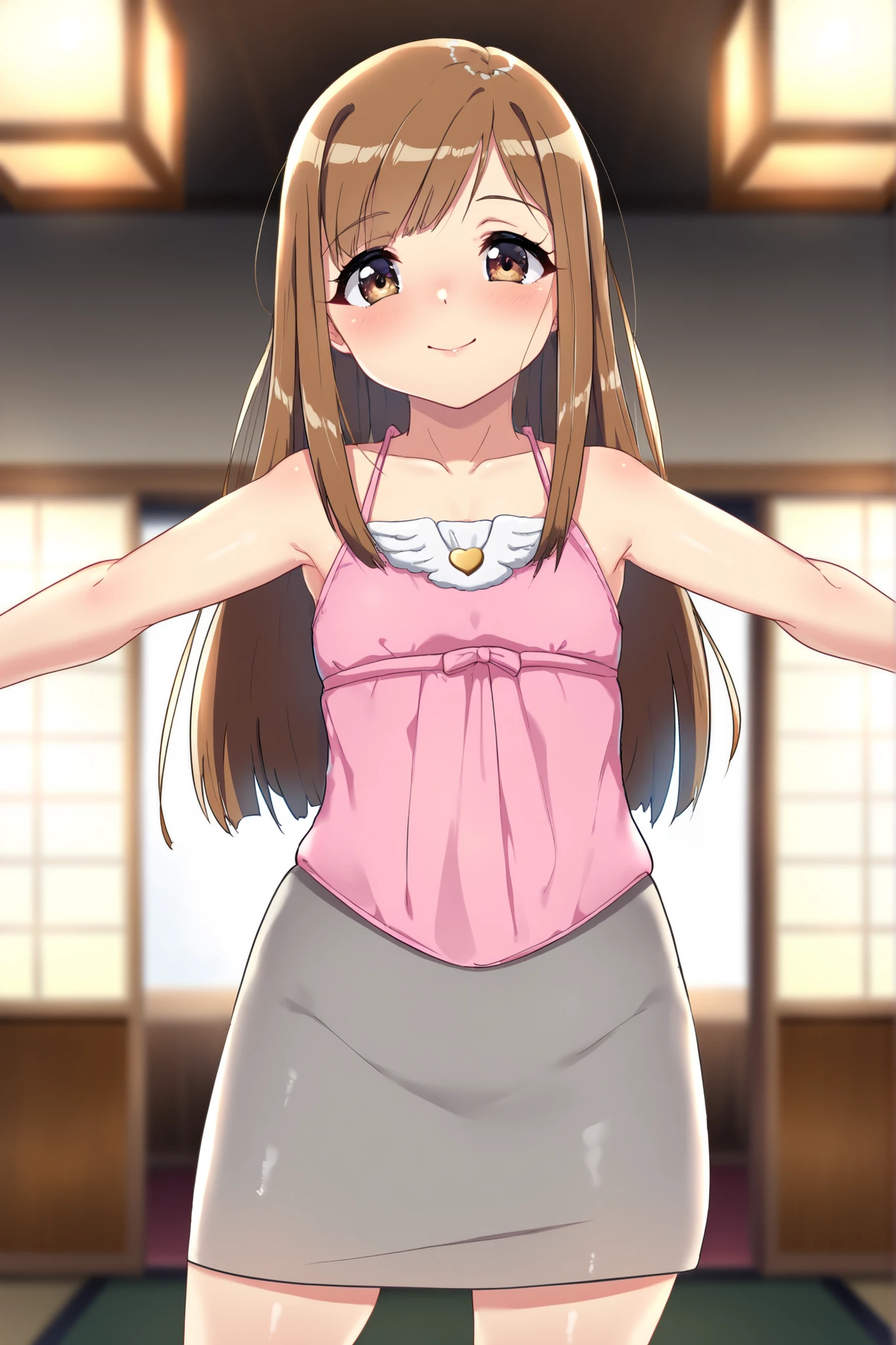 (((pixel-perfect, detail-perfect))), solo, 1girl, atsuko kagari, luna nova , looking at viewer, smile, :d、Belly button、Thighs