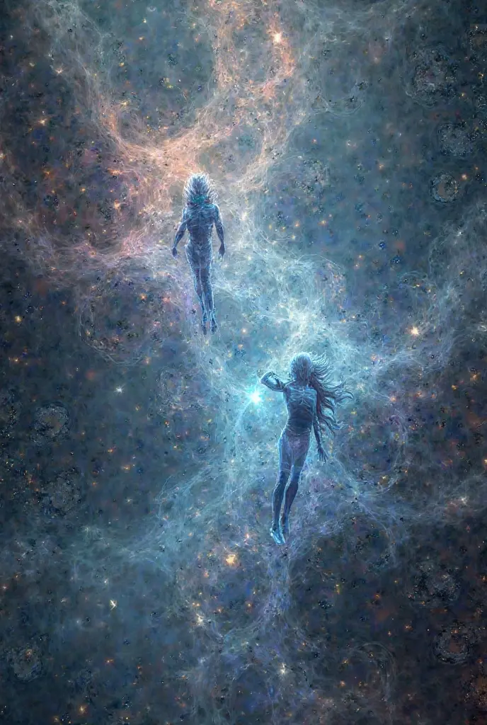 At night, astral bodies come out of physical bodies and intertwine in a wonderful dance of astral bodies against the background of a deep and incomprehensible astral, a fascinating sight