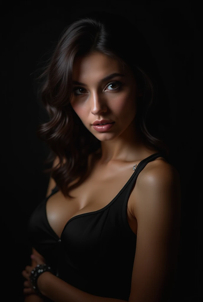 foto premiada de corpo inteiro de uma mulher jovem, pele negra, olhos negros, bokeh, retroiluminado, (cor marrom em detalhes: 1.1), BREAK atmosfera elegante, realista, detalhes intrincados, tom de pele verdadeiro, tema claro, fundo claro