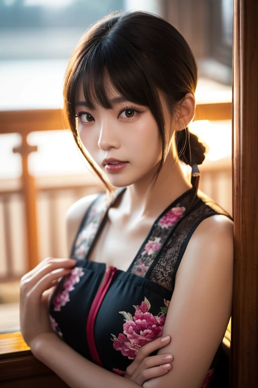 Japan adult female, , Roll-up style, , Photo Studio Background, Portraiture, snap shot, masterpiece, high quality, high quality, 8k, Best image quality, Cinematic,
