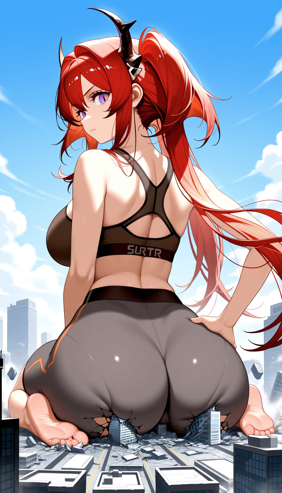masterpiece、top-quality、Movie stills、1 female、Orange hair、Colossal 、Huge ass、Fitting black leggings suit、yellow eyes、thick thighs、Long wavy hair、wide hips、Thigh muscles、Strong thighs、White hoodie 、(Spark:0.7)、eye glass