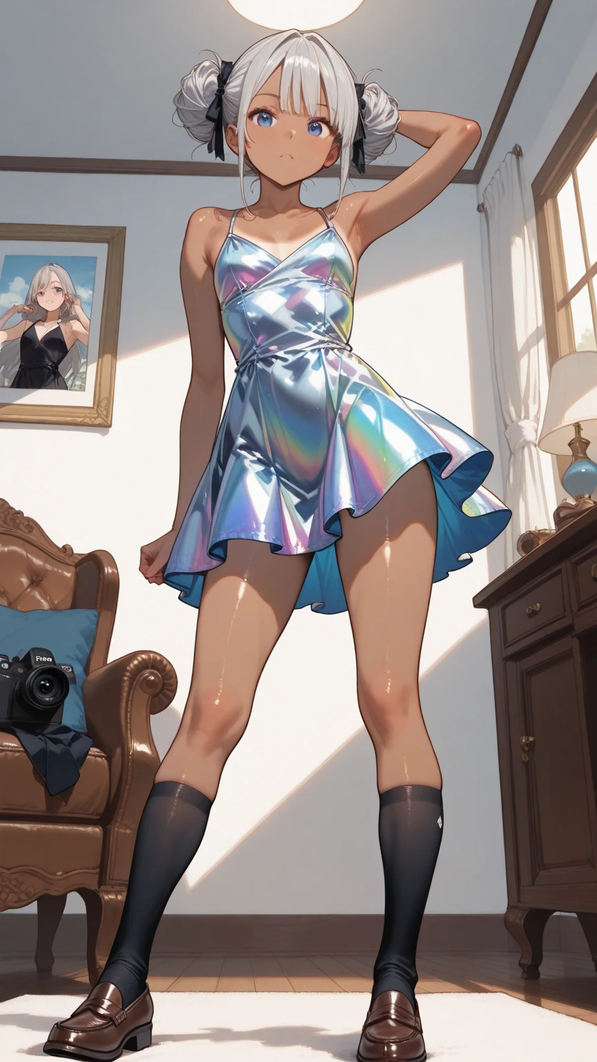 best quality, masterpiece, ultra detailed, high resolution, photo realistic, full photo of 1 girl, ((solo)), long hair, ((blue bright two piece bra:1.4)) and short skirt, feminine body, ((panties under the skirt:1.4)), sitting, bright light