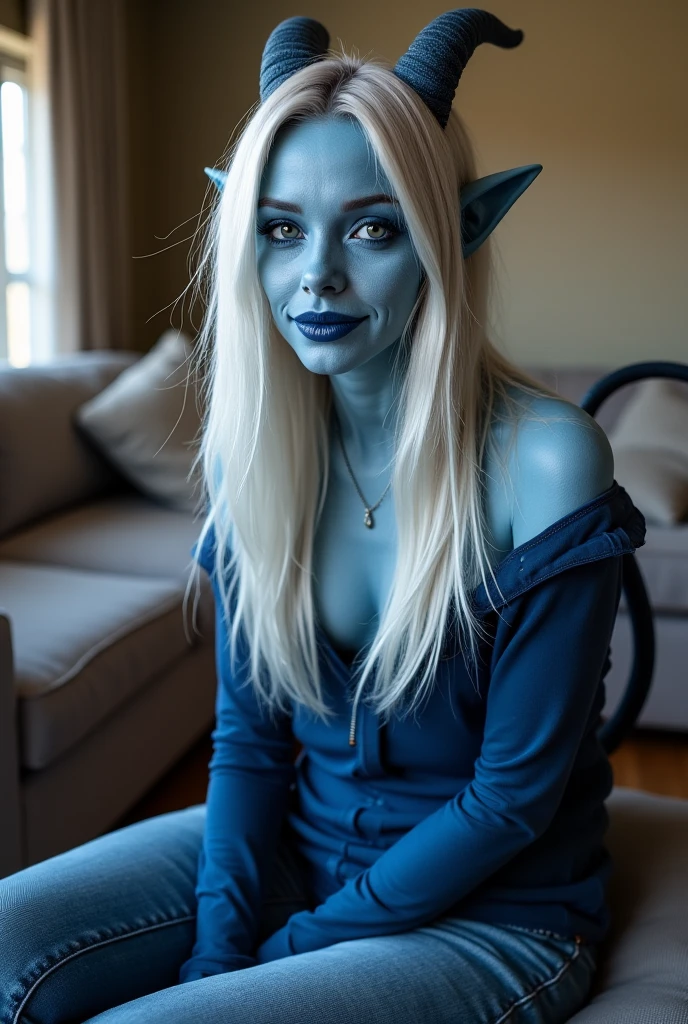 ((beste Qualität)), ((Meisterwerk)), (detailliert), perfektes Gesicht, woman,, platinum blond hair, the body of the woman is painted like an vaporeon, vaporeon bodypaint, office, looking to the viewer, 4k, hd, front view, , fishy vagina, ((vaporeon ransformation)), scales, hybrid,  fins, sharp teeth, on all fours, 