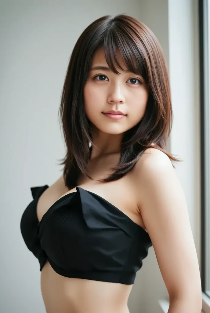 (8k、RAW Photos、beste-Qualit、masterpiece:1.2)、(realisitic、photorealisitc:1.37)、ultra-detailliert、Super-High Resolution、Wet in the rain、Full body image girl 1 person、see the beholder、beautifull detailed face、a smile、tusk、(feathercut: 0.6)、Lace Bra、Lace panties、Nipple botch、Camel tow、profesional lighting、Detailed room、inside the house、