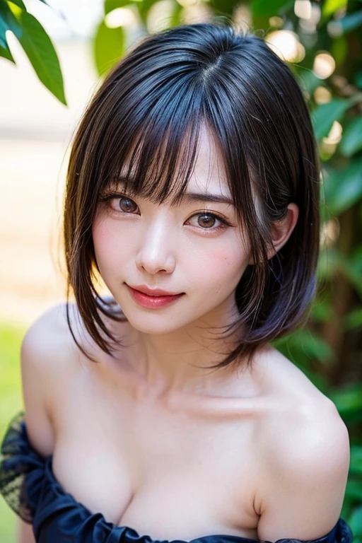 Everything is beautifully detailed:1.6,masterpiece、Highest quality、1 girl, alone, alone focus, Cowboy Shot, Portraiture, Oversized clothing, Blue and white hoodie, half水彩画, half, ((Black Hair)), (Shiny Hair), (Gradient Hair :1.5), Curly Hair, ((Beautifully drawn delicate eyes)), Very detailedな目, Sunburn, (Dark caramel skin:1.1), Highest quality, Very detailed, White Background, Simple Background、{Huge|big|Hugeな|Mega} chest:2, chestの谷間:2、開けたchest、Perfect ???????、Cute Smile、((short hair:1.8、Short Bob Hair、bangs))、Listen carefully、Beautiful long neck、Perfect ???????