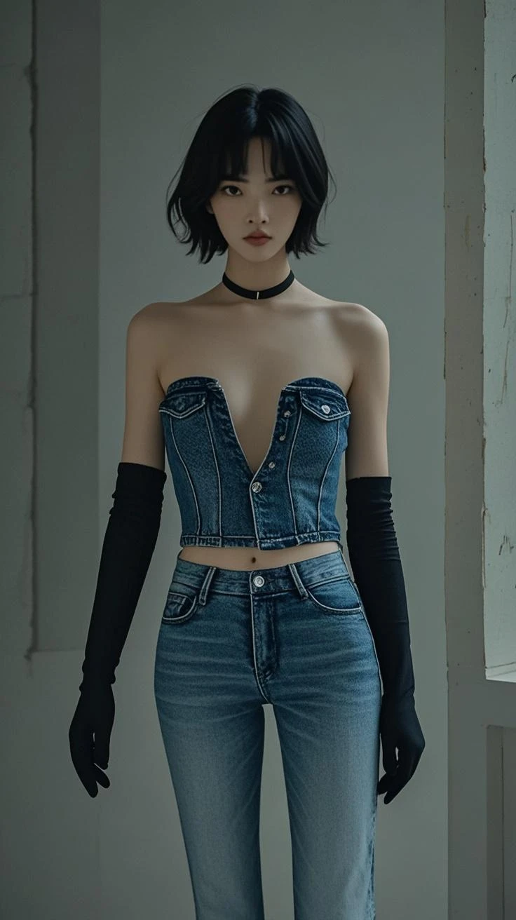 Horny Roomate, casual clothes, best quality, hi res, 8k, hi res, 8k, award winning , (sharp focus, intricate, highly detailed), great hair, Big Breasts and a big ass. Has short dark blue Hair with a pixie cut. She has dark blue eyes. 