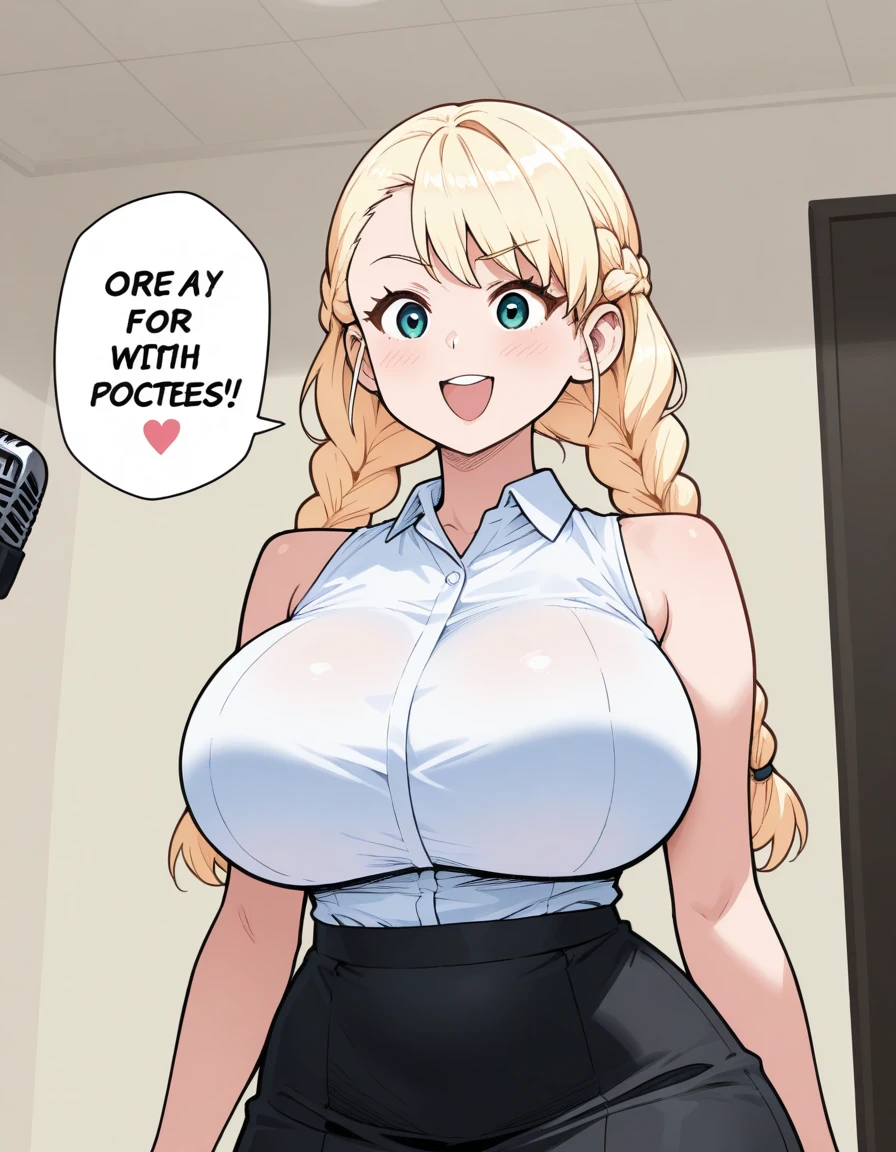 1girl,solo,Mature Women,blonde hair color,long hair,Her hair is tucked back,grey eyes,slanted eyes,double edged eyelid,super huge breasts,slender,black knit long sleeves,Heart-shaped hole in clothing,A little bra can be seen through the gap,feather shawl,sexual passion,near,standing up,house,in room