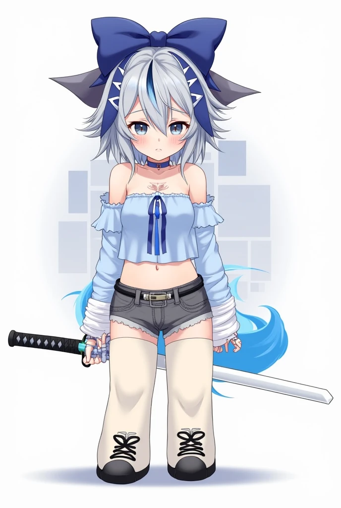 (masterpiece:1.4, beatiful:1.4), <lora:VRChatRindo:0.6>, 1girl, short hair, twin tails, (((blue hair, violet eyes))), small breast, (fox ears, (( tail, fox tail, black long tail))), crop top, short skirt, black clothes, black crop top, black short skirt, garter straps, thigh strap, thighhighs, <lora:JW:0.4>, sunbeams, shadow, detailed shadow, beautiful body, beautiful face, perfect anime girl, perfect body, detailed face, cowboy shot, shoulder level