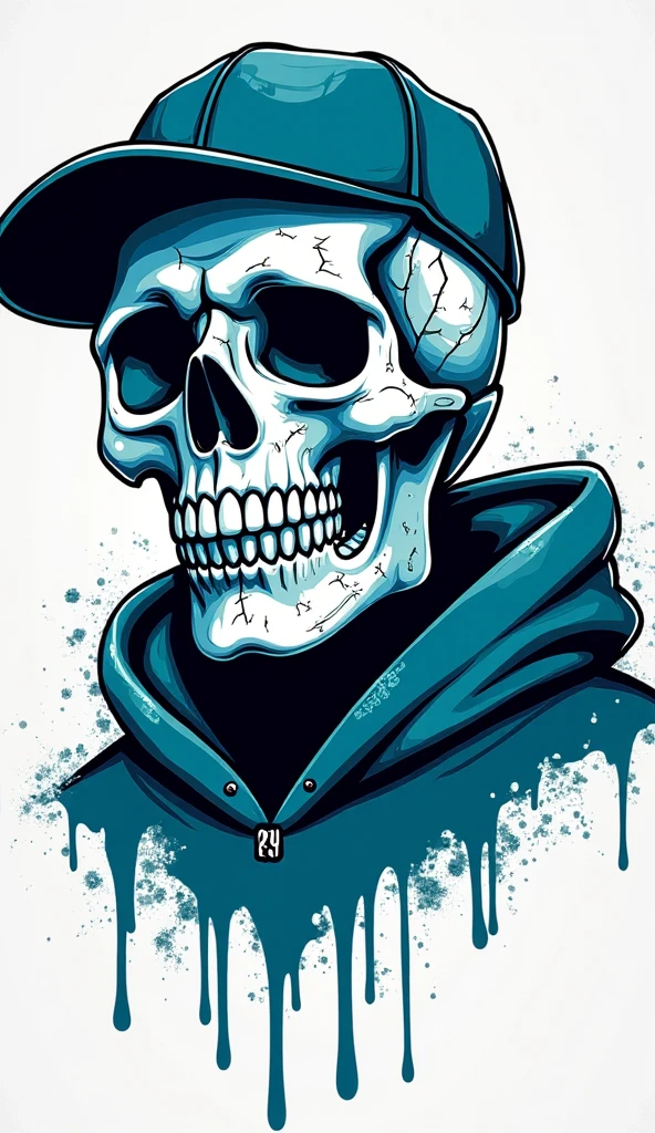 conceptual art skull head, Hip-Hop Style, t shirt design, flat-colors, vectorial art, ((black backdrop)) . digitl art, Illustrative, pictorial, mattepainting, highy detailed