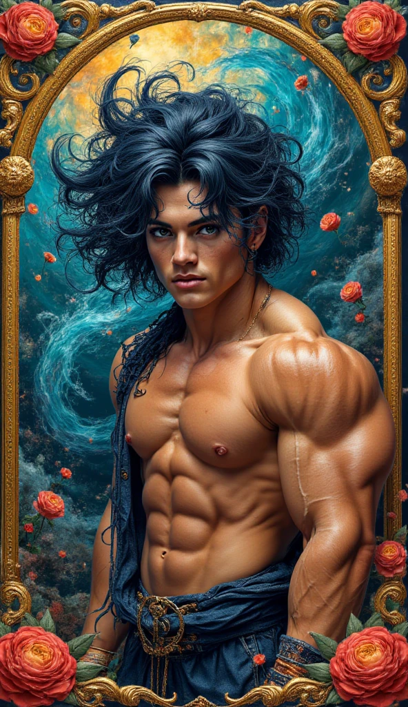 ((picture-perfect)), ((face perfect)), ((ultra detaild)), ((fully body)), ((perfectbody)), a boy clearly described as "bonitas". His handsome appearance is the reason why he is often mistaken for a woman.. Noel has straight hair, black and shoulder length. It's well built, with well-sculpted muscles.