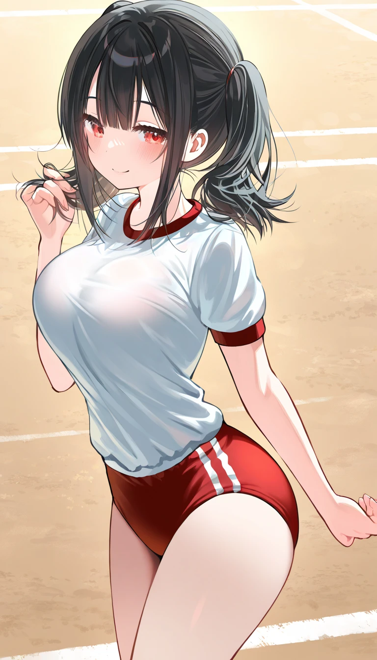 ((((highest quality)))), (((Ultra-precision CG 16K))), (((masterpiece))), (((Very detailed))), (((Extremely detailed))), (((Black outline:1.3, Written boundary depth:1.3 , Written soft outline))), Blur, Bokeh, Maximum clarity and sharpness,Multilayer Texture, Surface Shading, Cinematic lighting, Beautiful details sparkle ,Perfect Proportions, Limited to three woman, BREAK accurate, Anatomically correct, Highly detailed face and skin texture, drawn in detail, Highly detailed facial and skin texture, Detailed eyes, beautiful hair, Beautiful Japanese Idol face, Beautiful and beautiful eyes, Beautiful body, Beautiful breasts, Beautiful thighs, Beautiful legs, Beautiful fingers, (Beautiful views) , skinny body, ((Beautiful Skin)), ((Skin Texture)) BREAK breast enlarged, large Breasts, rocket breasts, (((perky breasts))), covered nipples ,slender waist, (laughing, narrow eyes, blush, determined expression, hot, sweaty , Heavy breathing,) BREAK (((no-bra, wearing football uniform, sportswear, low rise hot pants with slits, no-sleeve, breast is covered by outfit))) , wearing earrings, BREAK ( stick breast out),(((a girl trap the soccer ball with chest on playground:1.3 , stretching out ,looking at viewer, from below ))),