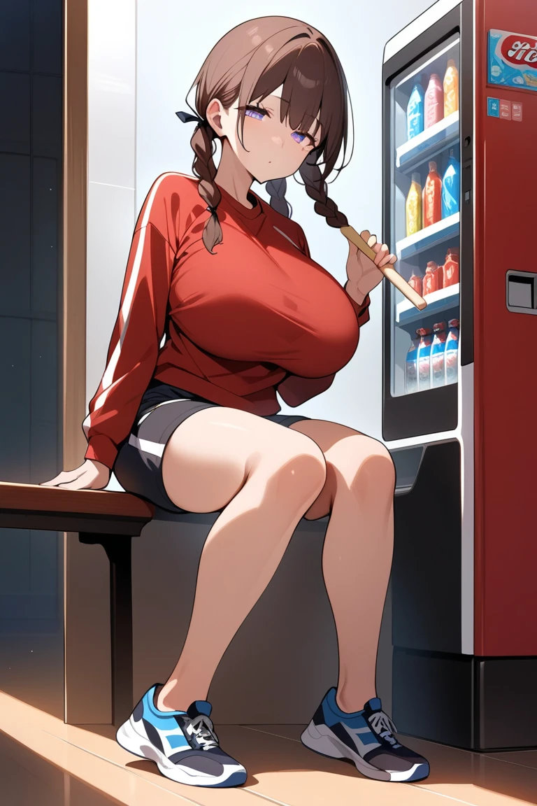 ((Masterpiece)), perfect anatomy, perfect shading, field of depth, (best quality), extremely delicate and beautiful, perfect lighting, detailed face, ultra cute face, cute, (cowboy shot 1.2) , looking at viewer, full body, (((1girl))), (((solo))), cheerleader
long hair, fluffy hair, brown hair, pony tail, green eyes, (((blush))), nervous, (cheerleader uniform), (white tank top 1.2), (short section red skirt 1.2), thigh highs, chocker, extremely tight clothes, large breasts, cleavage, perky breasts, (wide hips), (thick thighs), pudgy,
fast food restaurant, intricate background, detailed background, sweaty, holding a soda,