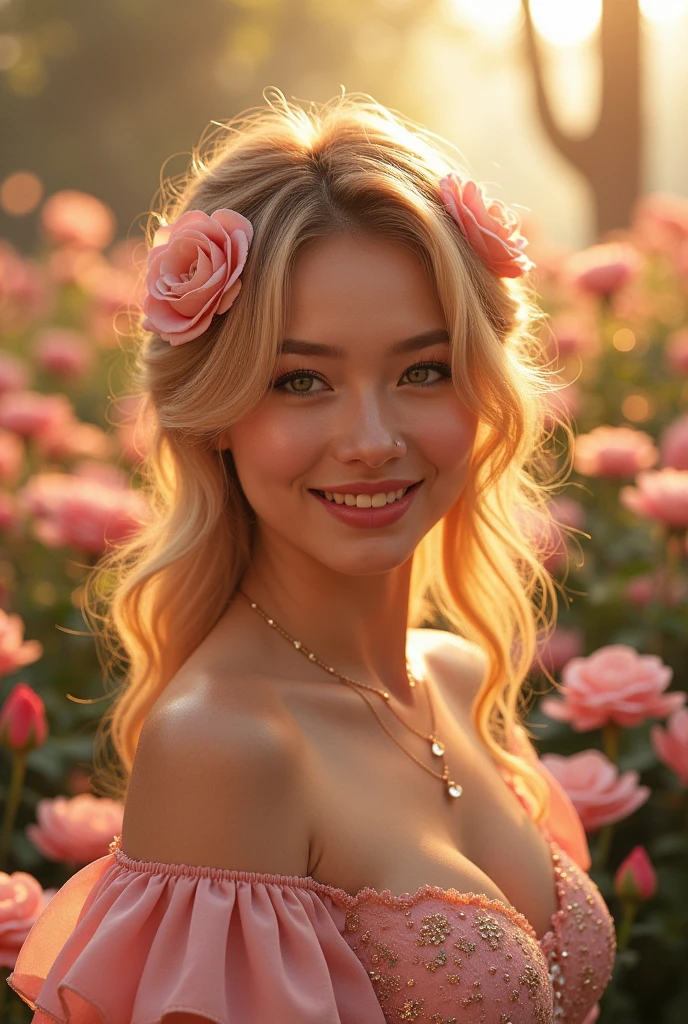 Here are the SD prompts:
**Prompt 1**
A ravishing French woman, adorned with delicate flowers, sits amidst vibrant blooms in front of a stunning kaleidoscope of colorful flowers. Her luminous face, piercing blue-turquoise eyes, and plump lips curve into a joyful smile. She poses directly into the lens, her pastel-hued dress, intricate floral patterns, and luscious blonde locks framed against the lush petals. Studio lights radiate an energetic atmosphere, illuminating every detail as she faces the camera with perfect face symmetry.
**Prompt 2**
A stunning portrait of Anna Dittman-ike beauty, dressed in a fitted red and white dress with fur trim, wide sleeves, and gloves, set against a darker bokeh background. Her long ash-brown hair cascades down her back as she gazes directly at the viewer with a captivating smile. Her realistic violet eyes sparkle with intrigue. The focus is sharp, highlighting the intricate details of her outfit, from the delicate patterns to the subtle texture of the fur trim.
**Prompt 3**
A captivating minimalist illustration of a 17-year-old woman. The upper body, the face at a 45-degree angle to the center, is elegantly accentuated with delicate touches of pastel, high bangs, large eyes, and full lips. She sits amidst vibrant blooms in 16K resolution. Directly into lens, her luminous face with piercing blue-turquoise eyes holds gaze. Pastel-hued dress, intricate floral patterns, and luscious blonde locks framed against kaleidoscope of colorful flowers.
**Prompt 4**
In medium close-up shot, a woman confidently poses before a dark studio backdrop in a shiny mustard-yellow latex bodysuit. She tilts her head forward, showcasing her impressive 38D cup. Flattering studio lighting highlights her chiseled features, statuesque figure, and perfect body. A slightly upturned mischievous grin, skin shiny with sweat, eyes closed, and mouth open.