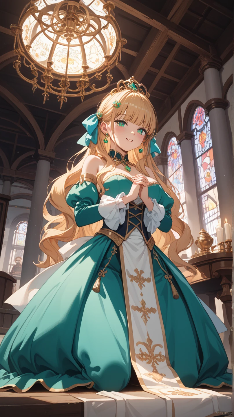 ((anime artstyle)),(Masterpiece),(Best Quality), (Super Detail),((Very Delicate and Beautiful)),(((Solo))),((full body)),(((1 princess in gorgeous princess rococo ballgown with voluminous hoop skirt))),((crinoline)),Long train,((bling-bling)),((beautiful embroidery and jeweled ballgown)),(gorgeousfull embroidery and lace),(gorgeous gemstone jewelry),detailed face and eyes,jewel-like eyes,((extremely voluminous straight Hair,Very Long Straight Hair)),(((gigantic boobs))),cleavage,gorgeousfull hair ornament,((gorgeousfull glitter jeweled tiara)),throne room,(standing in castle),luxury palace,((Dynamic Angle)),Looking at viewer,((gorgeous princess rococo ballgown with voluminous hoop skirt)),full body