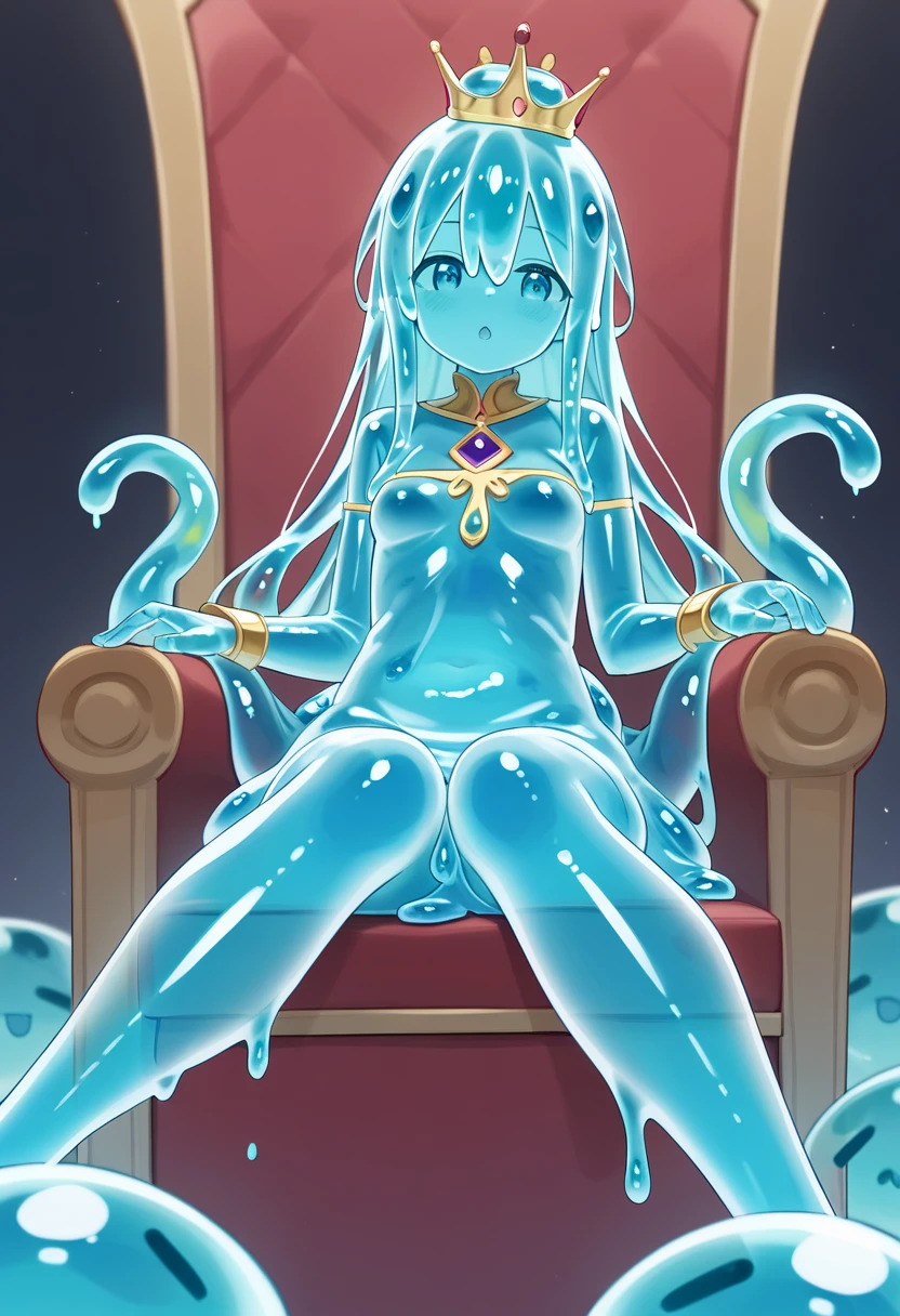 (surreal), (illustration), (high resolution), (8K), (very detailed), (best illustration), (smart long  blond hair), (beautiful and detailed blue eyes), (best quality), (super detailed), (masterpiece), (wallpaper), (detailed face), solo, (dynamic pose), 1 female, (russian woman), open legs, insertion, transparent slime,( Luxury room in ancient european castle), blue slime, open legs, lower body closeup, glowing skin, slim, Model, Finger insertion into, Firm elastic large breasts, Round plump elastic buttocks, sheer, moaning, enjoyment, looking at the audience, (Completely naked), show off, blue slime on hair and skin, Shocked  russian woman covered in blue slime, blue slime dripping, blue slime, blue slime, blue slime everywhere, character is covered in liquid, slime, dripping goo, oozing wet and slimy, beautiful blue liquid, expressing humiliation