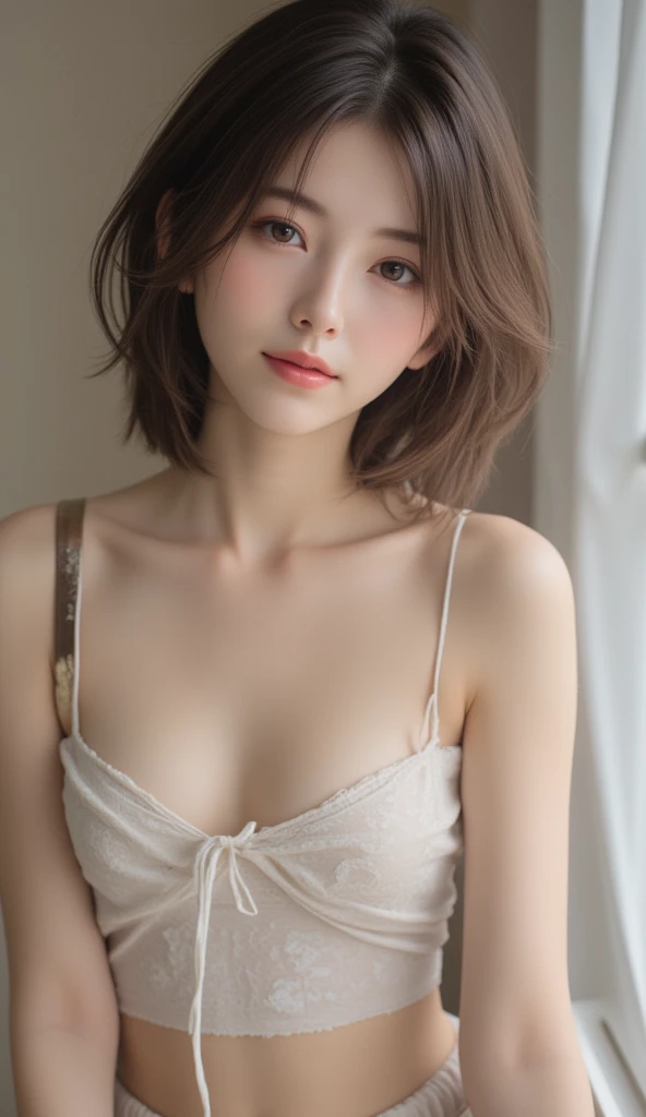 masutepiece, Best Quality, Illustration, Ultra-detailed, finely detail, hight resolution, 8K Wallpaper, Perfect dynamic composition, Beautiful detailed eyes, Natural Lip, violetcolor knitted dress , Big breasts, cleavage , Random (very sexual poses) , show me your sexy butt