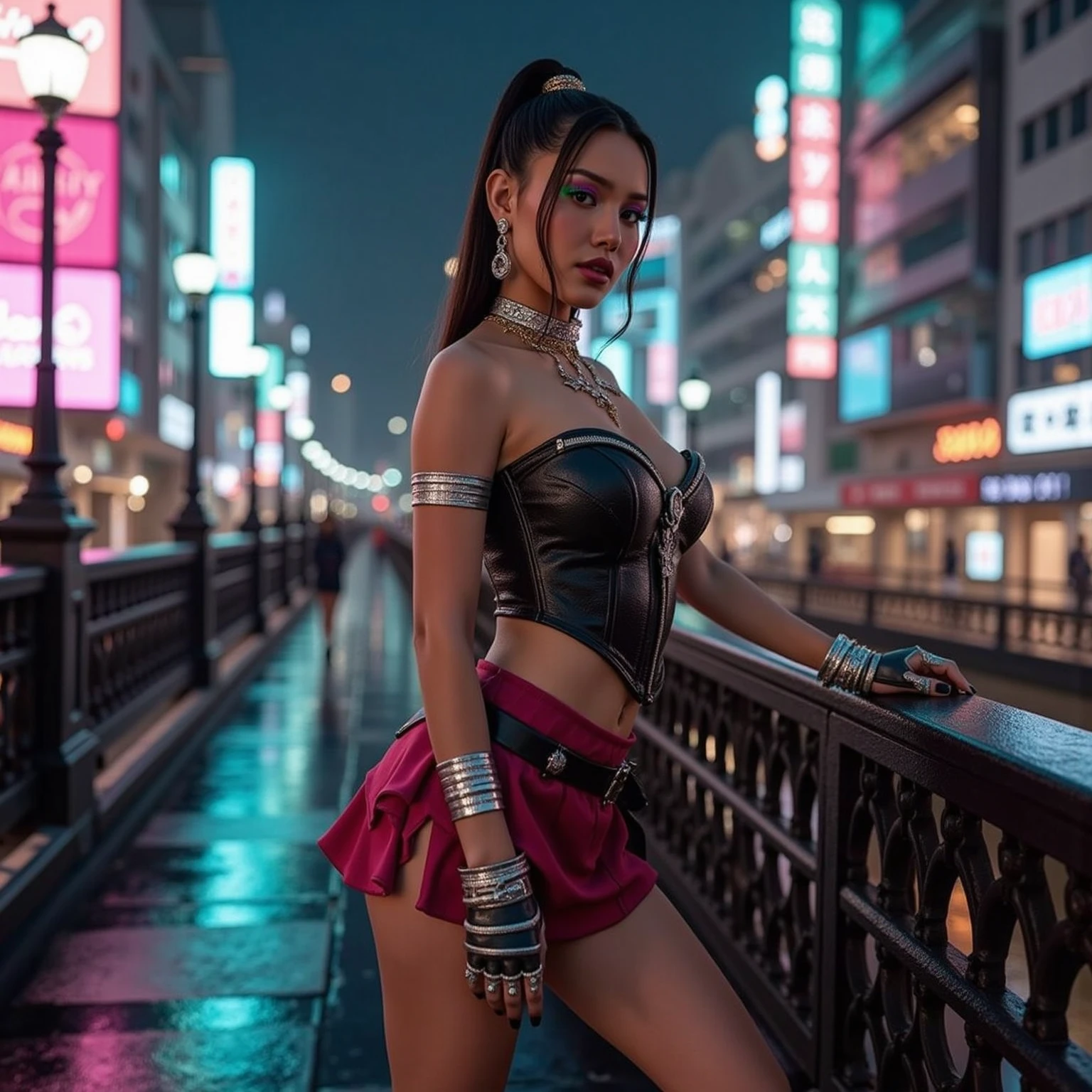 girl lifting the hem of her skirt, holding skirt up, get out high, super low-cut outfit, low frame- black panties