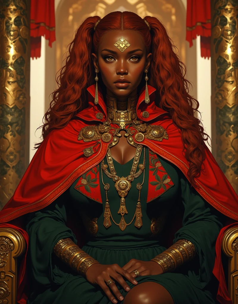 A beautiful black African princess, highly detailed, hyperrealistic, afrofuturistic, afro-futuristic, full body shot, royal dress, intricate jewelry, otherworldly atmosphere, dramatic lighting, vibrant colors, cinematic composition, chiaroscuro, volumetric lighting, photorealistic, (best quality,4k,8k,highres,masterpiece:1.2),ultra-detailed,(realistic,photorealistic,photo-realistic:1.37),dramatic pose,regal expression,complex background,futuristic setting, sexy, slutty