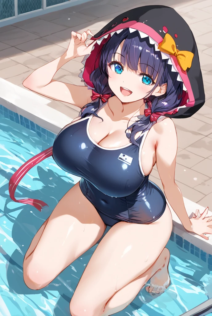 Erotic Anime Illustration、Anime Style、highest quality、A plump bitch gal wearing a collar to seduce men、Perfect proportions、Ahegao、A big smile、Lie on a deck chair by the pool、Flashy swimsuit、Sex Appeal、Clear eyes、Very large breasts、Fatty legs、Exposed nipples、Sweaty、Exposing Vagina、Lying on her back and showing off her vagina、Cowboy Shot