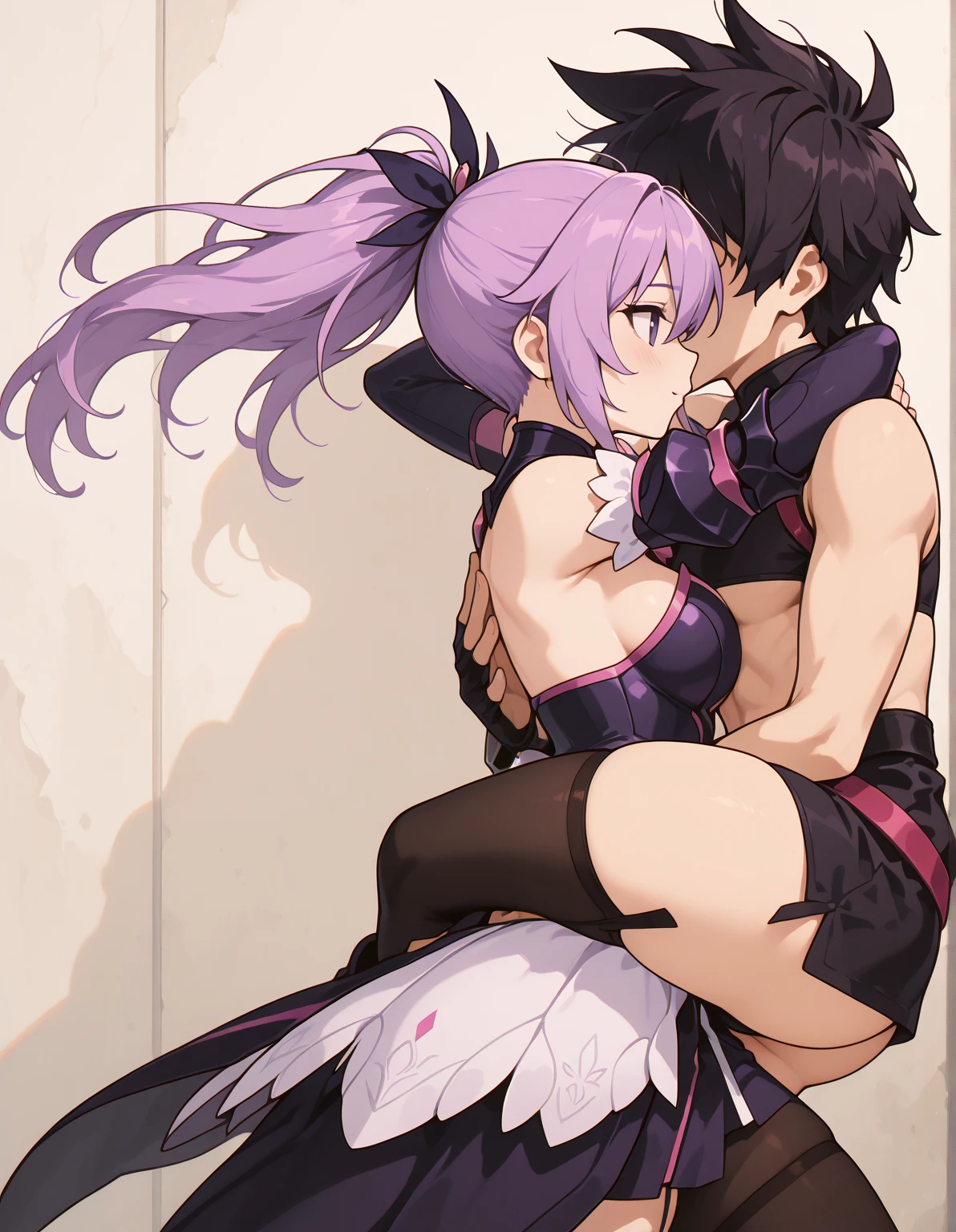 16K, cute brown skin girl, Sexy Body, wavy purple hair [Shades of black], Golden Eyes (Shiny), ultra-realistic eyes, Big Breasts, With a pistol, Jumping, Sniper Equipment, Rating Riot Games, Round face, Realistic lighting, Radio City, close. ((Intense vaginal sex with a man:1.5)), NSFW