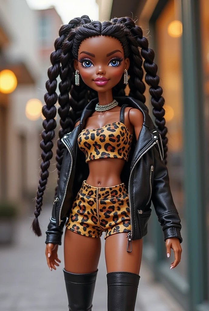 Black Bratz doll with curly hair down to her neck
