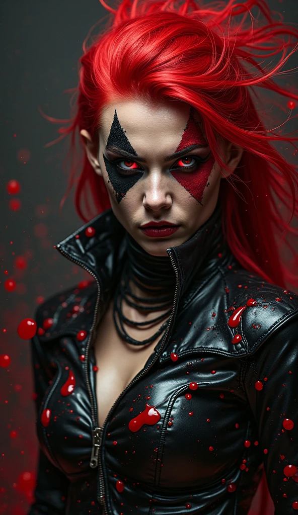 portrait of red-black, beautiful face, perfect face, deliberate, masterpiece, best quality, highest quality, cinematic lighting, very beautiful, ultra realistic, tattoos, tattooed, beautiful,
