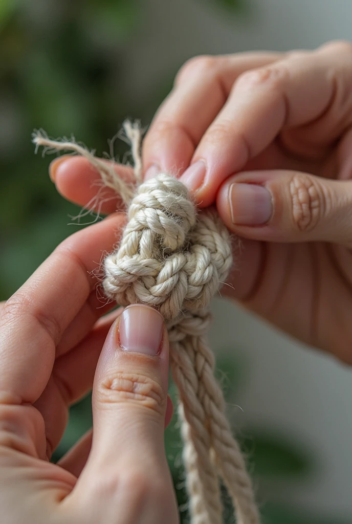 Crochet knot made with wooden thread