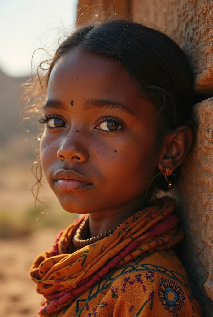 "Generate a hyper-realistic image of a -yeld giwith authentic Sri-Lanka features, set against a realistic farm background, showcasing the best quality and intricate details."