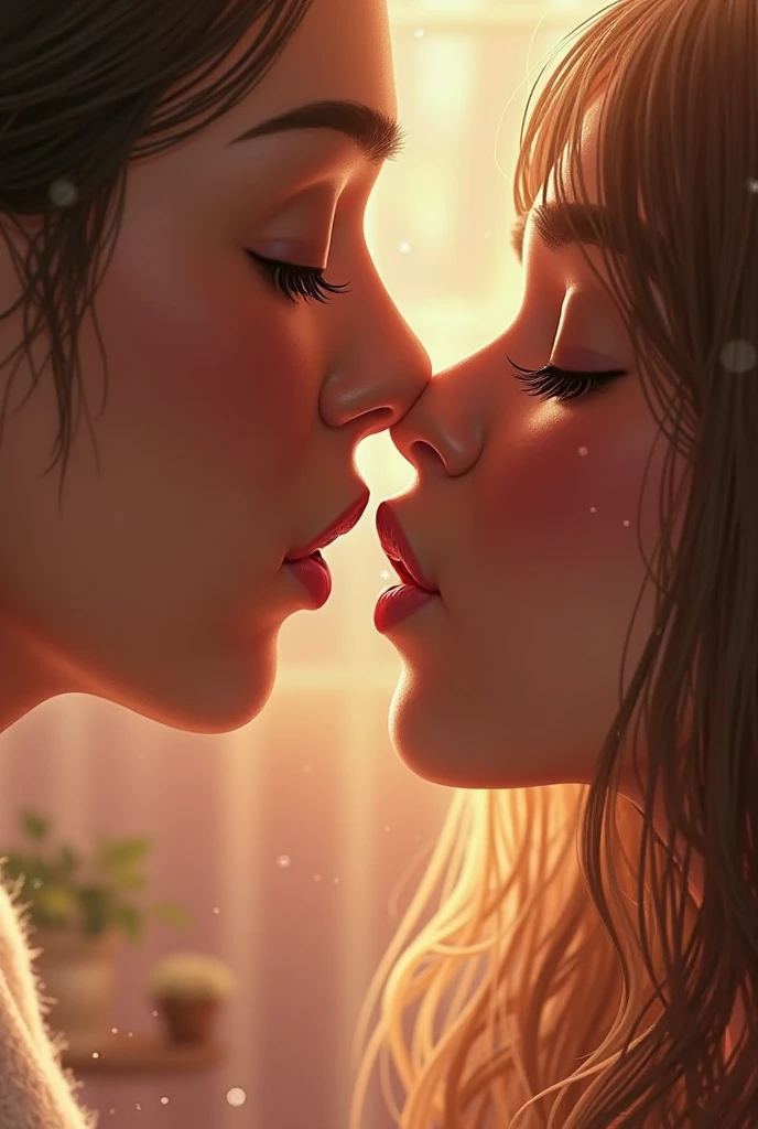 Two women licking each other's bodies、Whole body image、Licking 